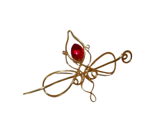 Elegant Hair Pin or Shawl Pin in Red and Gold Hair Jewelry - Etsy Greece