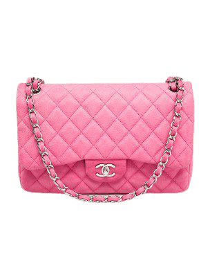 Chanel Pink Quilted Matte Caviar Leather Classic Jumbo Double Flap Bag - Yoogi's Closet