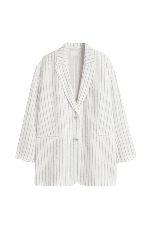 Oversized Jacket - White/chalkstriped - Ladies | H&M US