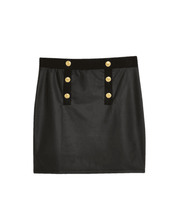 Black coated mini skirt | River Island