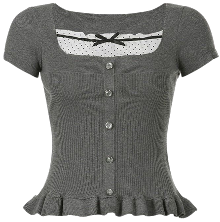 Coquette Aesthetic Grey Rib Top | Coquette Clothes – Boogzel Clothing