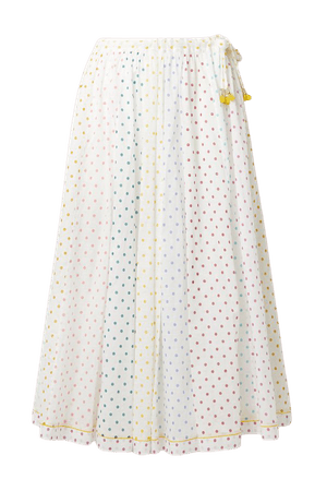 Ivory Bellitude tasseled paneled polka-dot cotton-voile midi skirt | Zimmermann | NET-A-PORTER