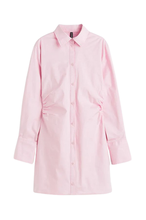 Gathered Poplin Shirt Dress - Light pink - Ladies | H&M US