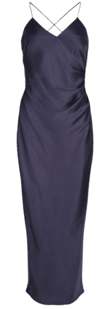 Satin Ruched Side Midaxi Slip Dress | Karen Millen