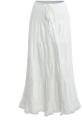 Lace Ruffle Hem Layer Maxi Skirt – Micas