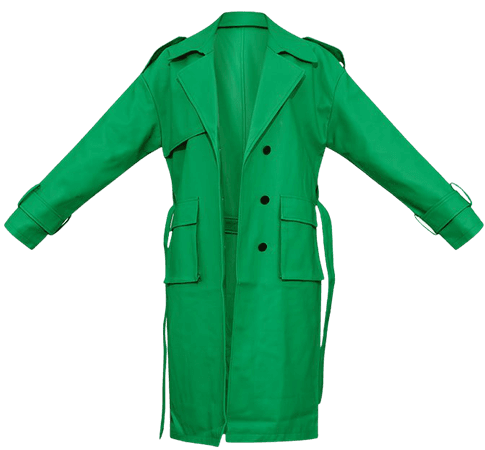 Green Faux Leather Belted Pocket Trench Coat - Trench Coats - Coats & Jackets - Womens Clothing | PrettyLittleThing USA