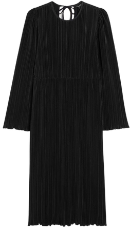 Black pleated midi dress with lettuce hem - Black - Monki WW