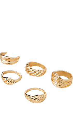 Recycled Gold 5 Assorted Chunky Ring Pack | PrettyLittleThing USA