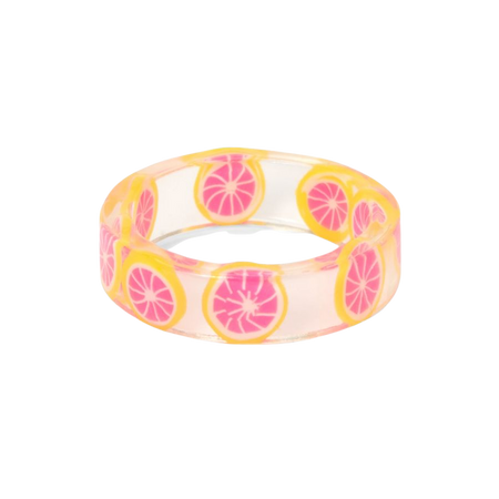 Clear Pink Grapefruit Print Resin Ring | Claire's