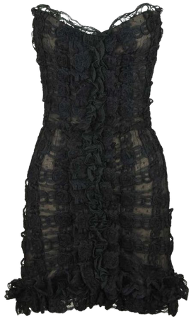 vintage Chanel black strapless lace dress