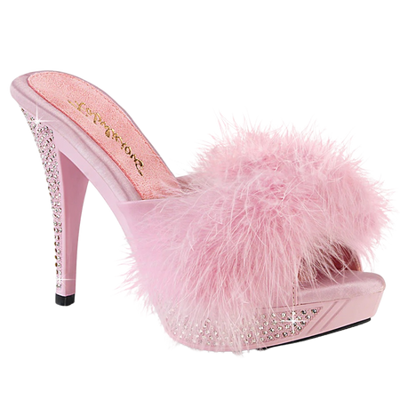 PLEASER SHOES Baby Light Pink Furry Heels