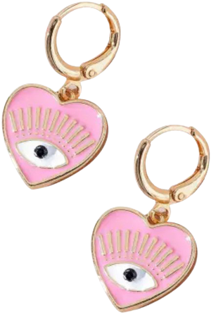 Pink Eye Pattern heart Shaped Earrings