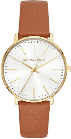 Amazon.com: Michael Kors Women's Stainless Steel Quartz Watch with Leather Strap, Brown, 18 (Model: MK2740): Watches