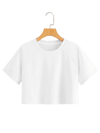 White Raglan Sleeve Crop Top | ROMWE USA