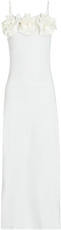 Maygel Coronel Aura Floral-Appliquéd Midi Dress in white | INTERMIX®