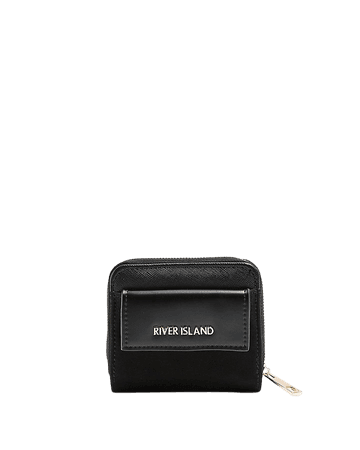 Black PU pocket purse | River Island