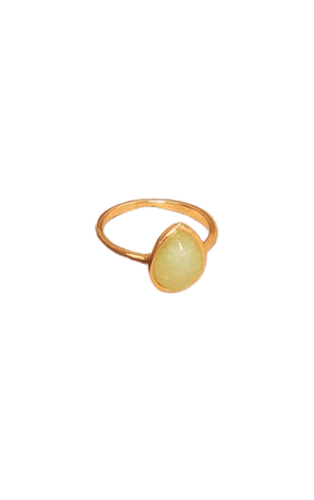 Real Gold Plated Green Precious Stone Ring | PrettyLittleThing USA