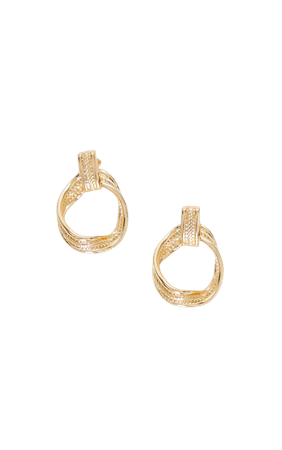 Gold Twist Line Effect Statement Earrings | PrettyLittleThing