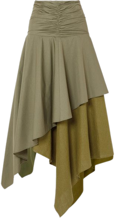 Loewe | Asymmetric ruffled poplin and linen skirt | NET-A-PORTER.COM
