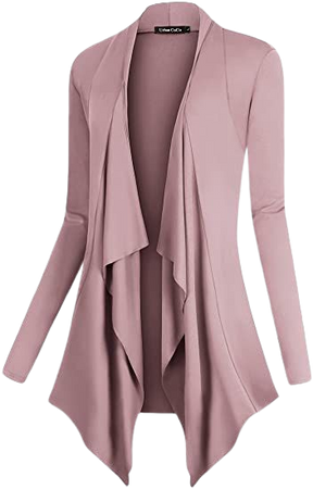 Urban CoCo Women's Drape Front Open Cardigan Long Sleeve Irregular Hem (L, Coffee) at Amazon Women’s Clothing store