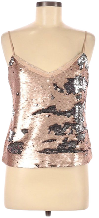Zara beige nude sequined grey accents formal Sleeveless Blouse Size M - 52% off | thredUP