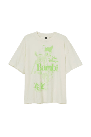 H&M+ Printed T-shirt - Cream/Bambi - Ladies | H&M US