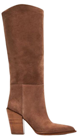BRONTY Taupe Suede Knee High Western Boot | Women's Boots – Steve Madden