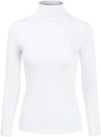 danibe Women's Long Sleeve Slim Fit Lightweight Turtleneck Top Shirt Aqua L at Amazon Women’s Clothing store