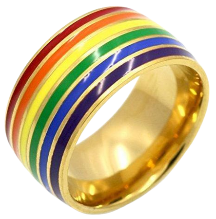 10mm Stainless Steel Gold Plated 6-color Rainbow Gay Lesbian Enamel We - InnovatoDesign