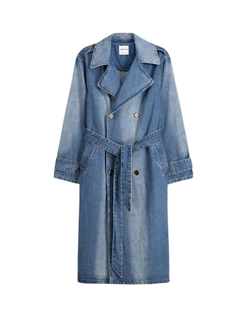 Long denim coat - Jackets - Women | Bershka