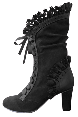 Gothic Lace Up Boots Women Leaf Boots with Vine Curl Heel Vintage Steampunk Boots Winter Snow Suede Leather Booties Shoes | Wish