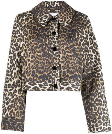 GANNI Cropped leopard-print Jacket - Farfetch