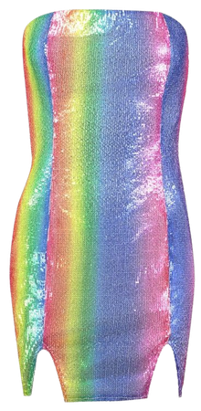 Rainbow Sequin Bandeau Mini Dress | Boohoo