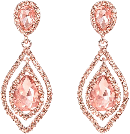 Amazon.com: NLCAC Rose Gold Teardrop Crystal Earrings Dangle Long Rhinestone Chandelier Earring Wedding Jewelry for Bride Mother's Day Gift Jewelry: Clothing, Shoes & Jewelry