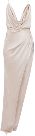 Silver Satin Strappy Cowl Neck Maxi Dress | PrettyLittleThing USA
