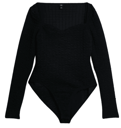Black ruched long sleeve bodysuit | River Island