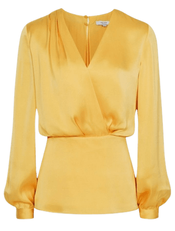 yellow satin blouse