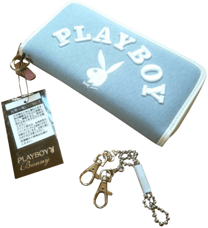 playboy bunny blue embroidery long chain wallet bag