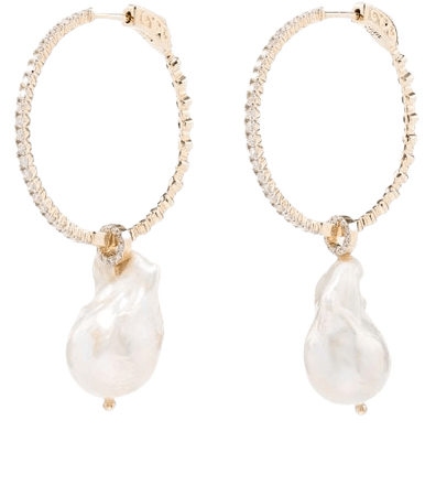 Mateo 14kt Gold Pearl Diamond Hoop Earrings - Farfetch