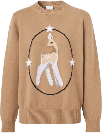 Shop Burberry deer-motif knitted top with Express Delivery - FARFETCH