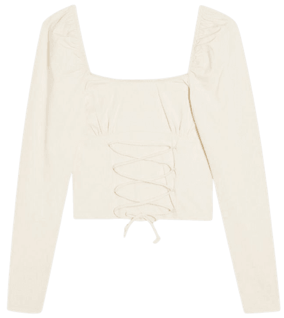 Cream Long Sleeve Corset Top | Topshop