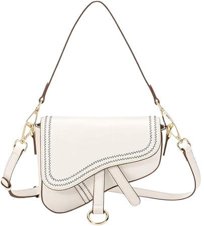 Women's Vintage Stitching Mini Saddle Bag Crossbody Shoulder Strap Small Purse (White): Handbags: Amazon.com