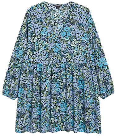 Blue floral skater dress - Blue medium floral - Monki WW