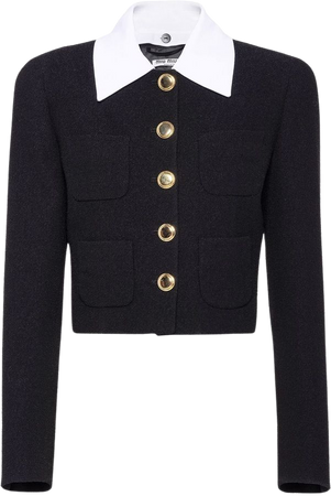 Shop Miu Miu button-fastening long-sleeve jacket with Express Delivery - FARFETCH
