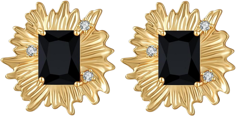 Amazon.com: Canboer Big Chunky Gold Statement Earrings for Women, Vintage Black Cubic Zirconia Stud Earring,Hypoallergenic Dainty 14k Gold Ruby CZ Stud Earrings Jewelry Gift for Women: Clothing, Shoes & Jewelry