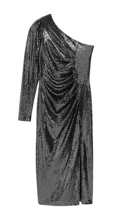 Silver sequin asymmetric bodycon dress | River Island