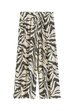 Crop Pull-on Pants - Light beige/zebra print - Ladies | H&M US