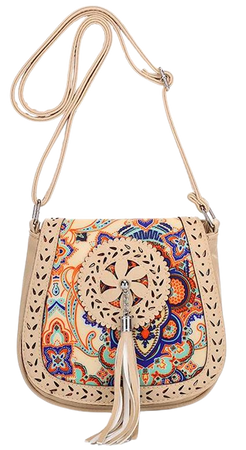 Women's Boho Crossbody Bag with Decorative Tassel