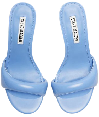KIERAN Baby Blue Patent Mule Heel | Women's Heels – Steve Madden