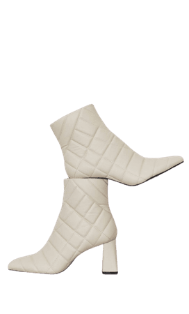 Quilted high-heel ankle boots - Women's Just in | Stradivarius United States cream